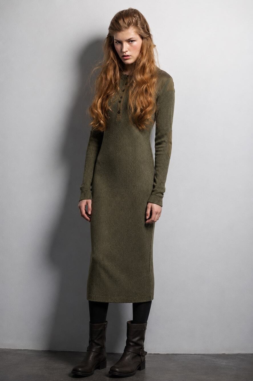 Twenty8Twelve London by Sienna Miller Ribbed Henley Sweater Dress Size Small